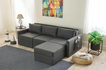 Kënd-sofë krevati Atelier del Sofa, Saros, ngjyrë antracit