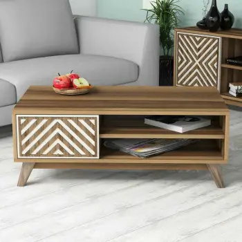 Tavolinë e ulët Skye Decor, ngjyrë arre, krem