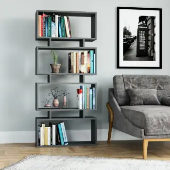 Raft librash Skye Decor, ngjyrë antracit, Langdon
