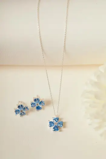 Set varëse dhe vathë argjendi, ngjyrë kaltër, Elika Silver, ELKAB92213