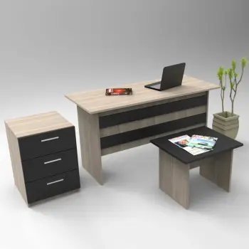 Set mobiljesh për zyre Skye Decor, Vo9-Ob, ngjyrë lis dhe e zezë