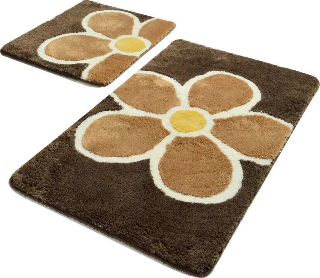 Set tapetash për banjo, akrilik, 2 copë, lule, ngjyrë kafe - 2