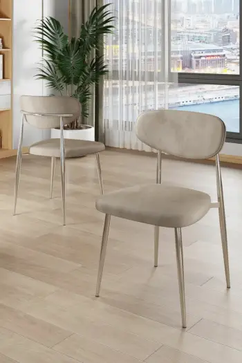 Set karrigesh (6 copë) Skye Decor, ngjyrë kapuçino, këmbë kromi