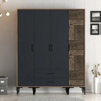 Dollap për dhomë gjumi Skye Decor, ngjyrë arrë dhe antracit, Kumsal STP