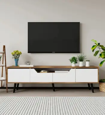 Komodë TV Skye Decor Roma 180, ngjyrë arre dhe e bardhë