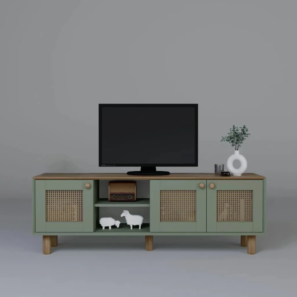 Komodë për TV, stil bohemian, ngjyrë e gjelbër, Skye Decor, 1600-142 - 4