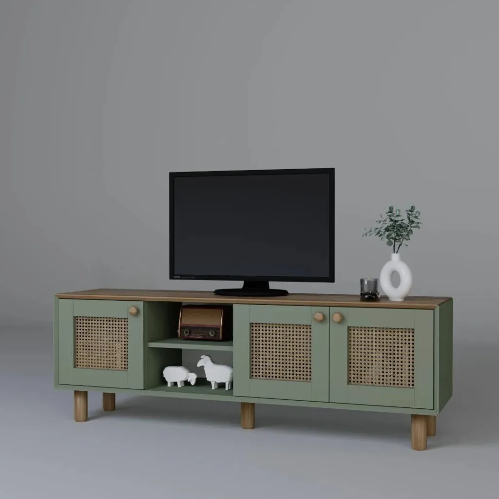 Komodë për TV, stil bohemian, ngjyrë e gjelbër, Skye Decor, 1600-142 - 5