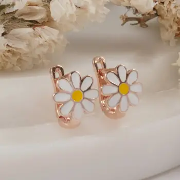 Vathë argjendi ngjyrë rozë gold, model lule, Jumeon 10221ROS
