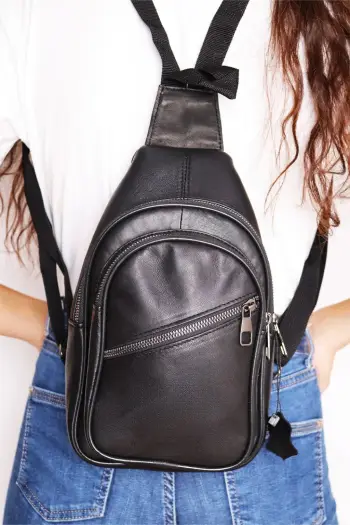 Çantë shpine lëkure, ngjyrë e zezë, Zoozie Bags, HDSBK10218932189390