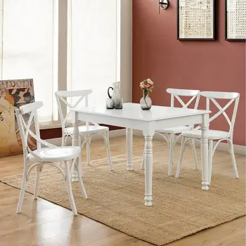 Tavolinë me karrige zgjeruese, 5 copë, ngjyrë e bardhë, Skye Decor, Albero27