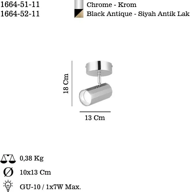 Llambë tavani Opviq, krom, Oktano - 51-11 - 3