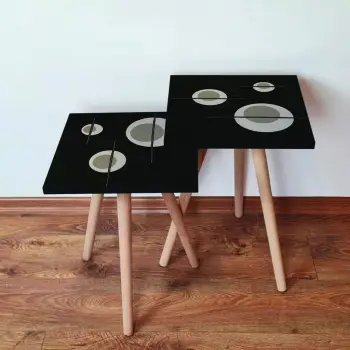 Set tavolinash ndihmëse, dy pjesë, ngjyrë e zezë, Skye Decor, 2Shp65