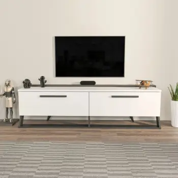 Komodë TV Skye Decor, Astrid, e bardhë dhe e zezë