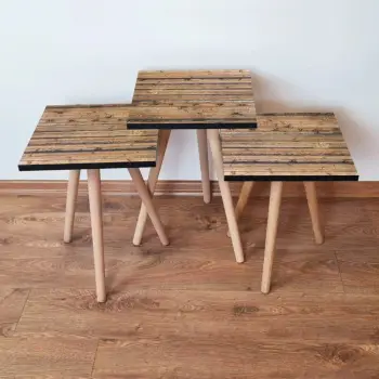 Set tavolinash të vendosshme (3 copë), ngjyrë kafe, Skye Decor, 3Shp344