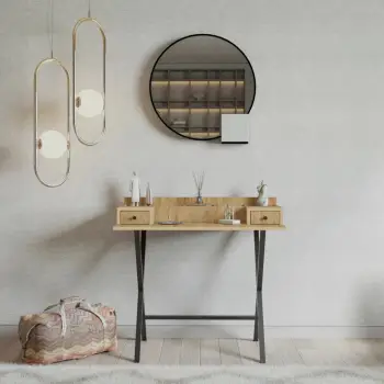 Tavolinë grimi Skye Decor, ngjyrë lis dhe e zezë, Dubai