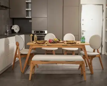 Tavolinë me karrige (6 copë), Skye Decor, Touch (4S-1B) v2, ngjyrë lisi/bezhë