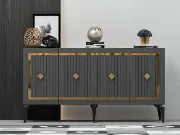 Konsolë Skye Decor, ngjyrë antracit dhe ari, Nova