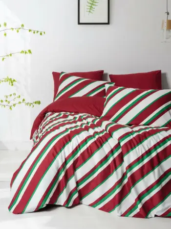 Set mbulesë për dyshek dopio, L'essentiel, Merry, ngjyrë e kuqe, jeshile, e bardhë