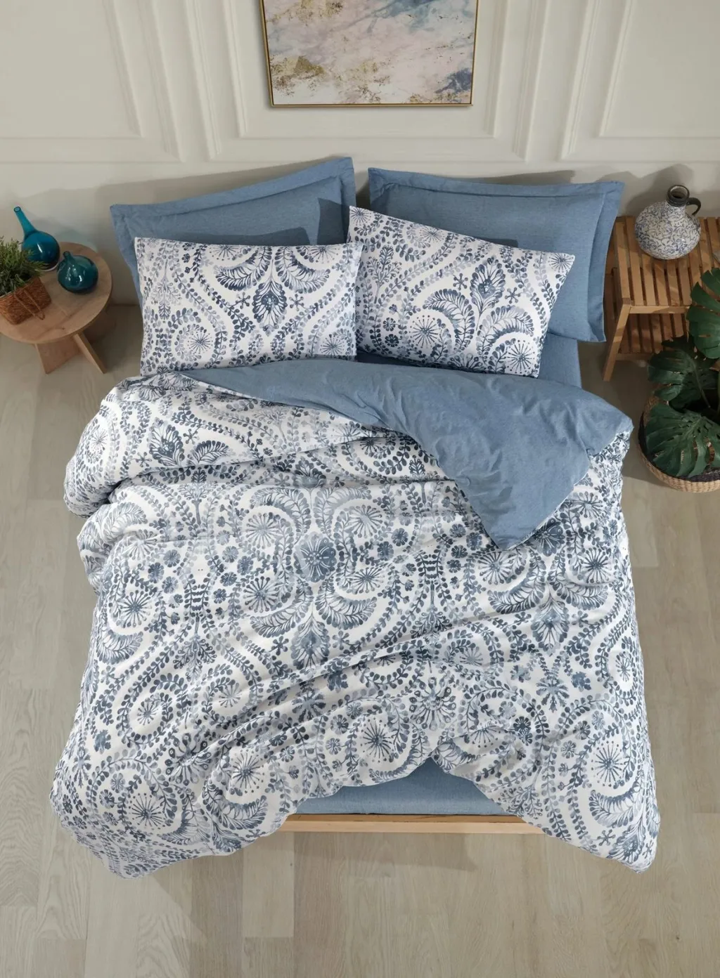 Set mbulesë për jorgan Super King, ngjyrë kaltër, L'essentiel, Loop - 1