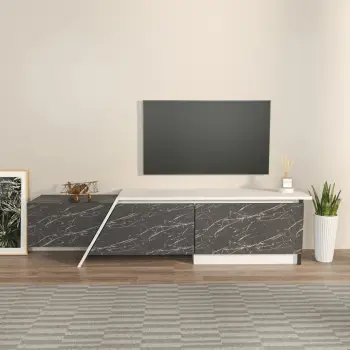 Komodë TV Skye Decor, gri, e bardhë, Zonas