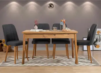 Tavolinë me karrige (5 copë), Skye Decor, ngjyrë pishë Atlantike-Antracit