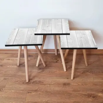 Set tavolinash ndihmëse të mbivendosura, 3 copë, ngjyrë e bardhë, Skye Decor, 3Shp364