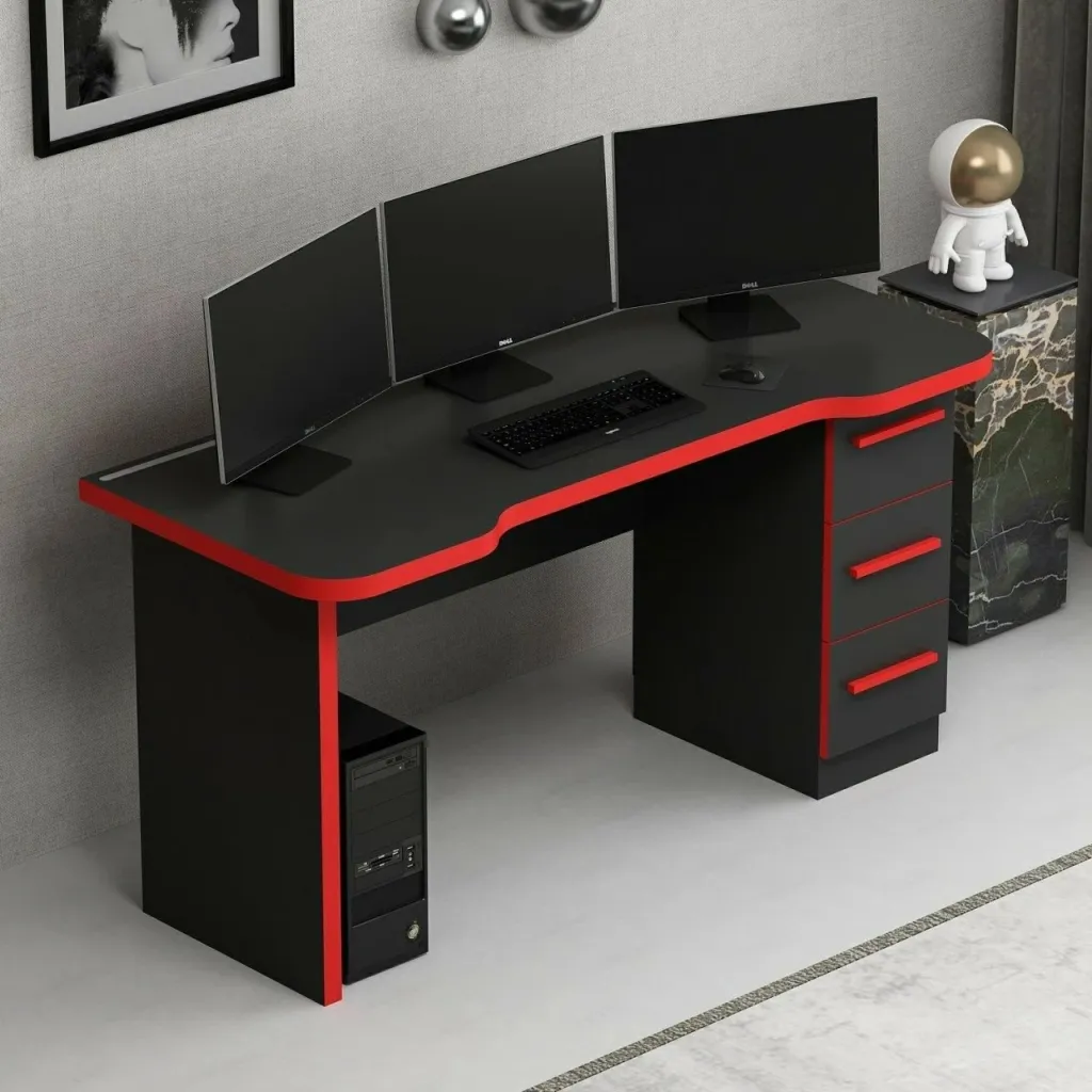 Tavolinë gaming Skye Decor Phoenix 10, e zezë, e kuqe - 4