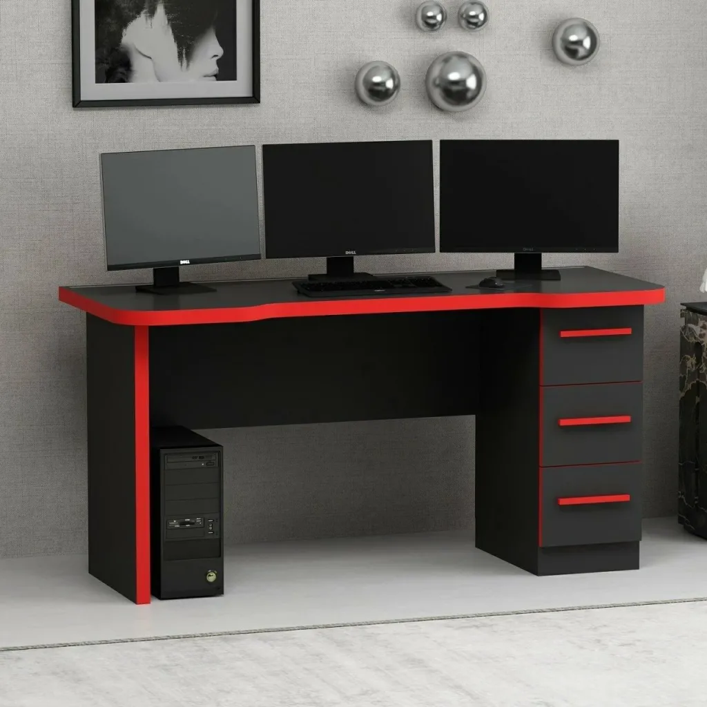 Tavolinë gaming Skye Decor Phoenix 10, e zezë, e kuqe - 5