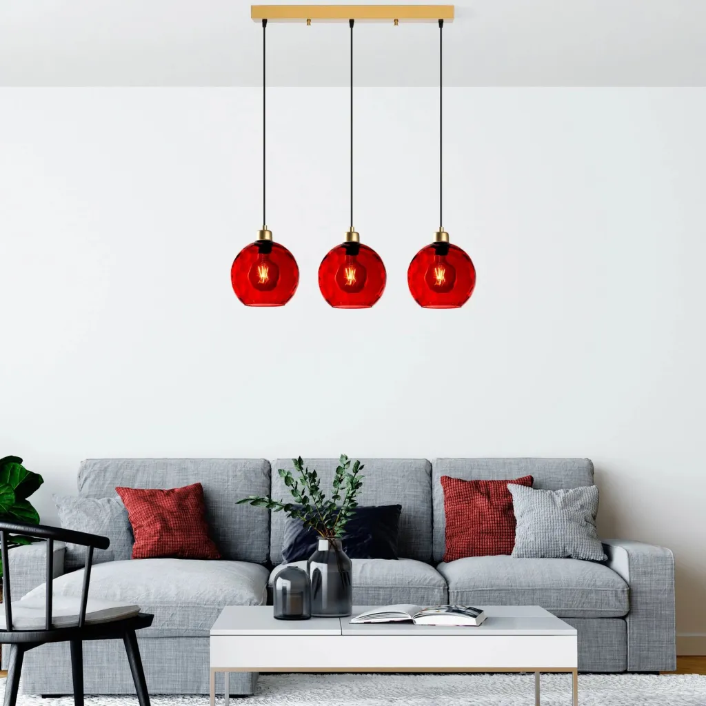 Llambë tavani Opviq Benek, e kuqe, 3 drita, 70x20x120cm - 2