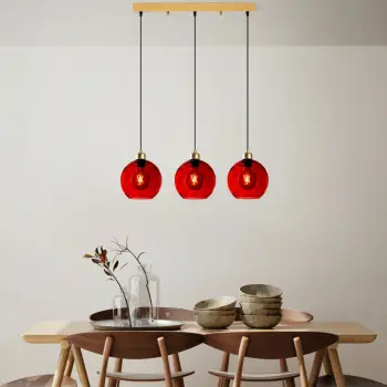 Llambë tavani Opviq Benek, e kuqe, 3 drita, 70x20x120cm