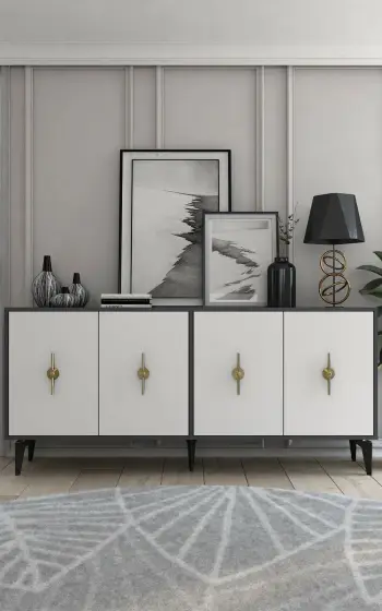 Konsol Skye Decor, ngjyrë antracit dhe e bardhë