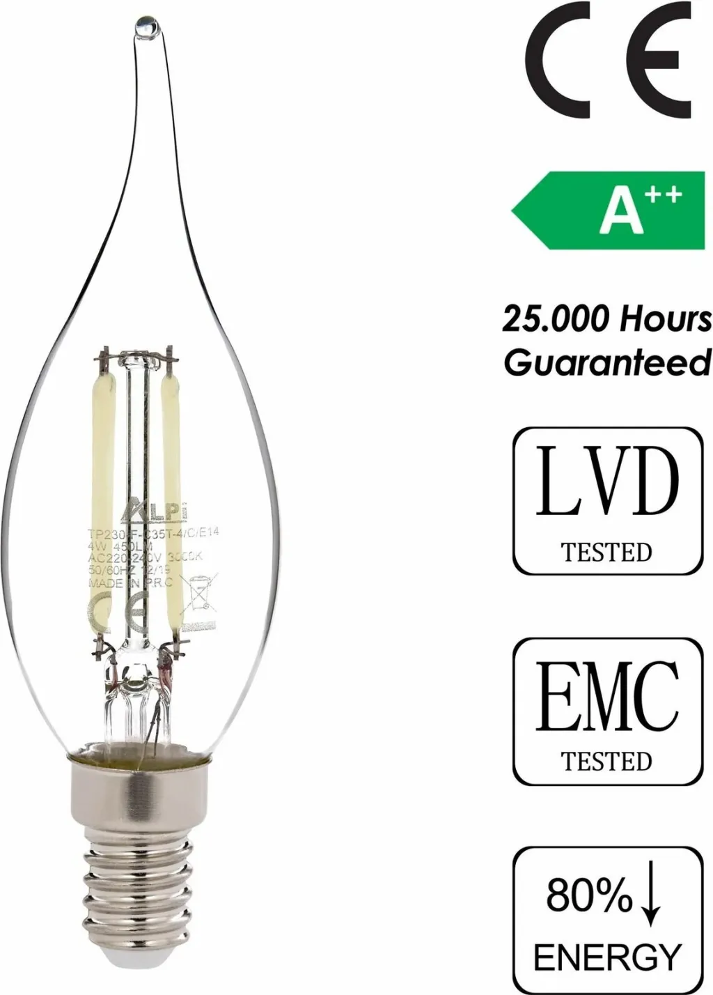 Llambë LED Opviq, E14 e përdredhur, transparente, dritë e bardhë - 3