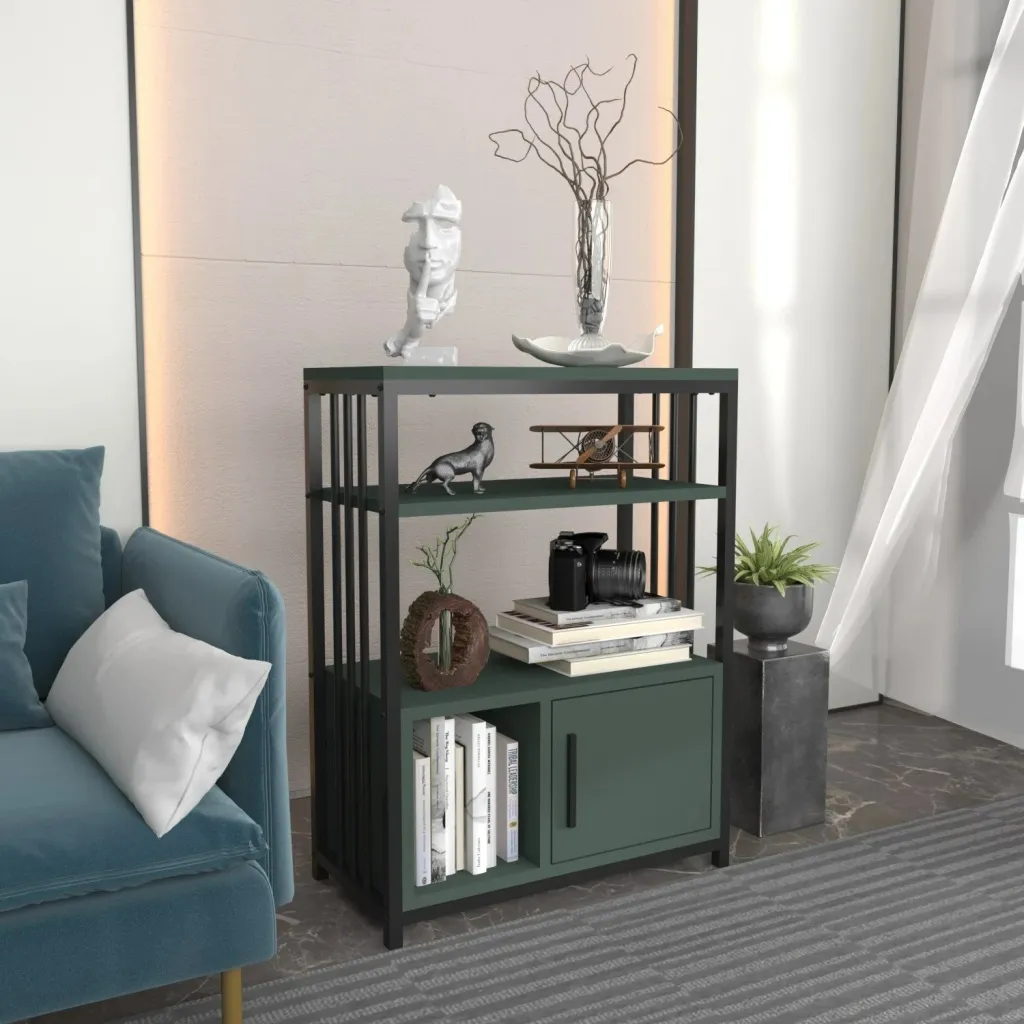 Raft librash Skye Decor, ngjyrë e gjelbër dhe e zezë - 2