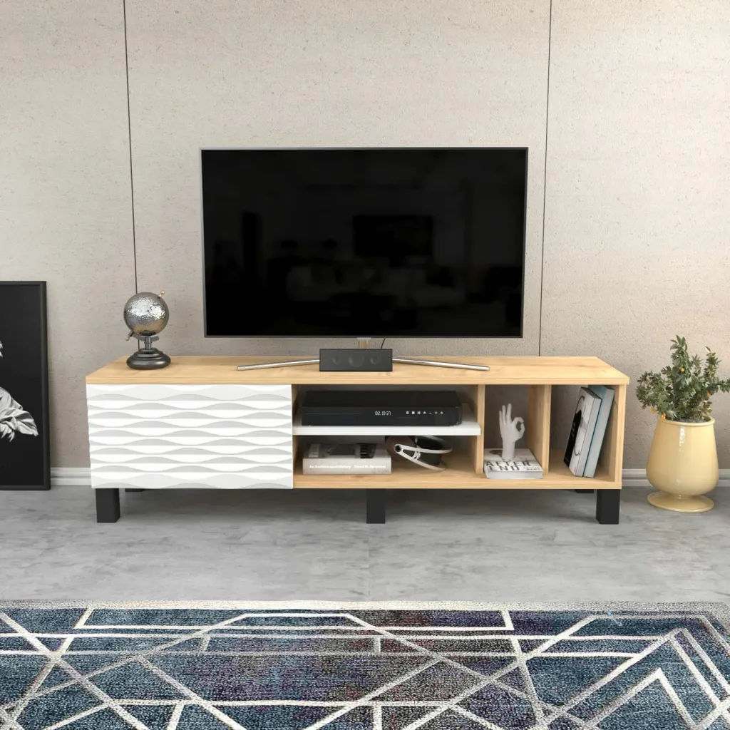 Komodë TV Skye Decor, ngjyrë safir dhe e bardhë - 1