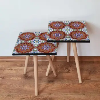 Set tavolinash ndihmëse të mbivendosura, shumëngjyrëshe, Skye Decor, 2Shp51 (2 copë)