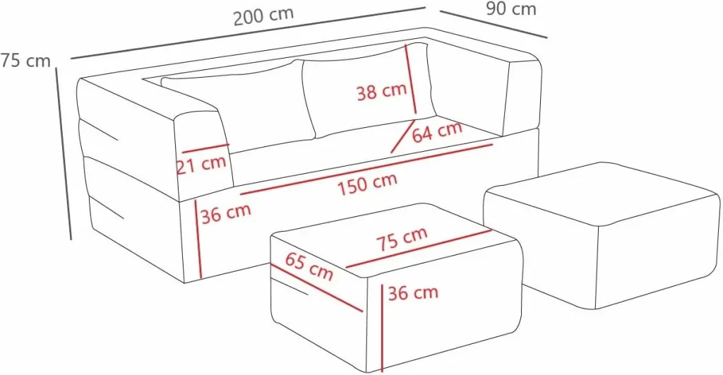 Divan-krevat dy ulëshe, ngjyrë antracit, Atelier del Sofa, me 2 pouffe - 12