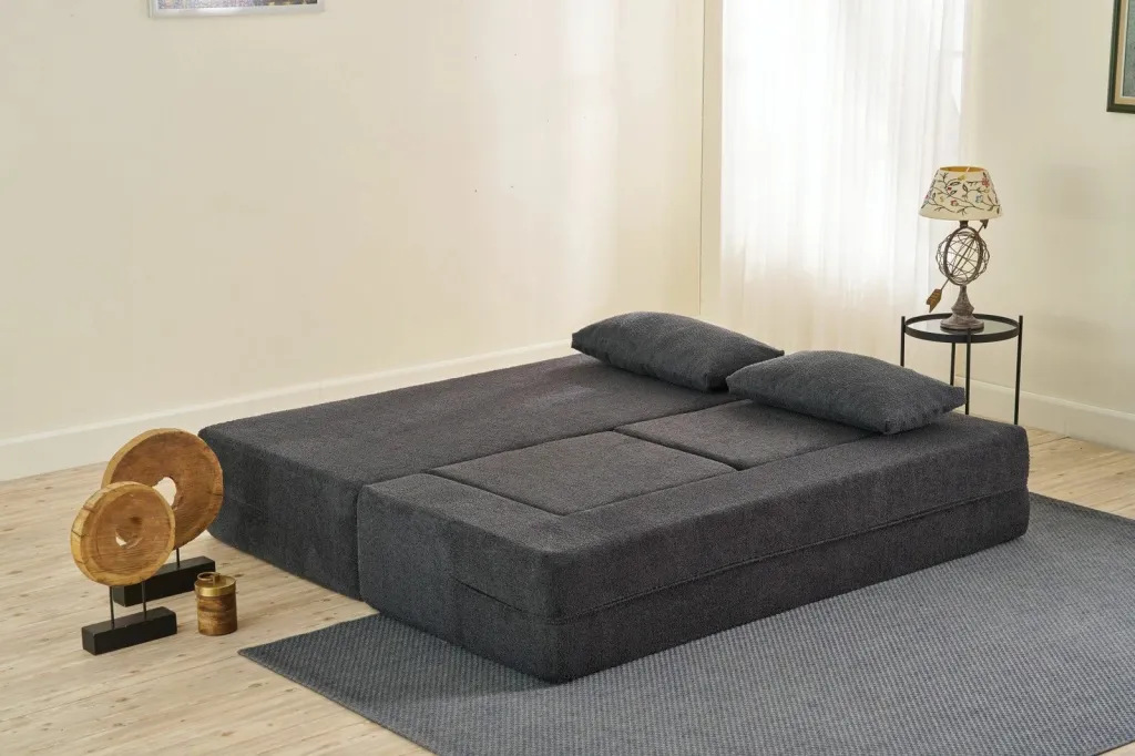 Divan-krevat dy ulëshe, ngjyrë antracit, Atelier del Sofa, me 2 pouffe - 3