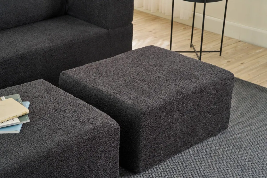 Divan-krevat dy ulëshe, ngjyrë antracit, Atelier del Sofa, me 2 pouffe - 7