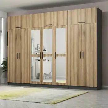 Dollap i madh për rroba, ngjyrë arre dhe antracit, Skye Decor, 5308