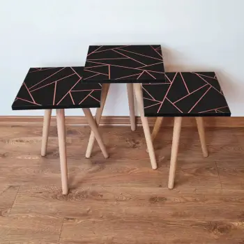 Set tavolinash ndihmëse, ngjyrë e zezë dhe rozë, Skye Decor, 3Shp335 (3 copë)
