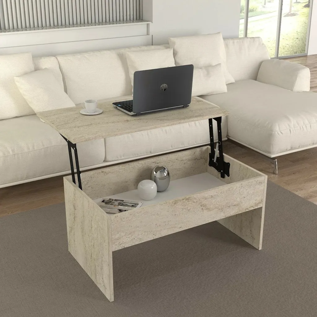 Tavolinë për kafe, ngjyrë travertine, Skye Decor, Akilli - 1