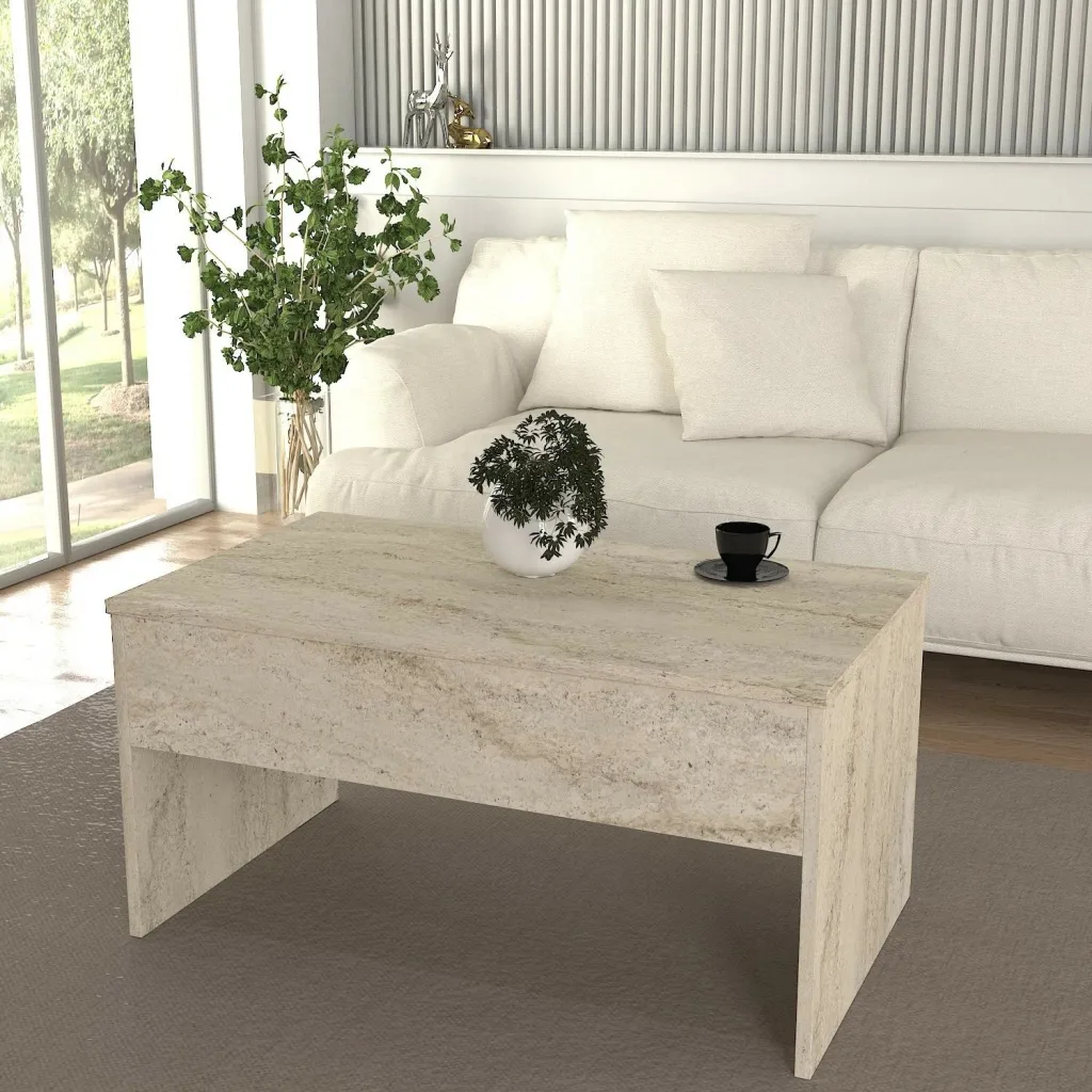 Tavolinë për kafe, ngjyrë travertine, Skye Decor, Akilli - 3
