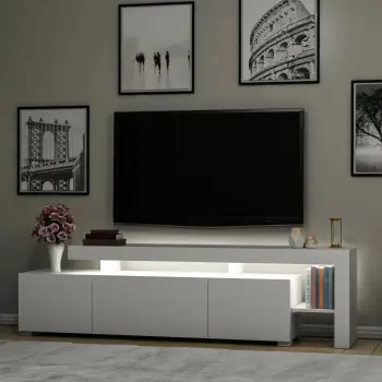 Komodë TV Skye Decor, ngjyrë e bardhë, Beliz