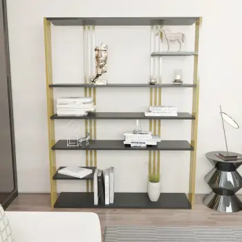 Raft librash Skye Decor, ngjyrë antracit dhe ari