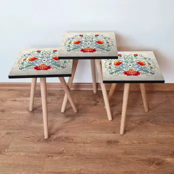 Set tavolinash ndihmëse të vendosshme, shumëngjyrëshe, Skye Decor, 3Shp144 (3 copë)