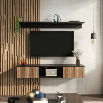 Komodë TV Skye Decor Elia, dru, e zezë