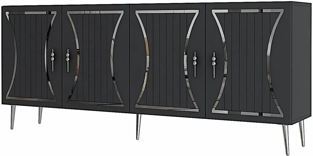 Konsol Skye Decor, ngjyrë antracit dhe argjendi - 4