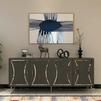 Konsol Skye Decor, ngjyrë antracit dhe argjendi