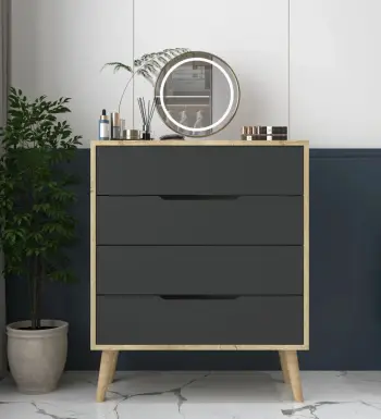 Komodë Skye Decor, ngjyrë lisi Sapphire, antracit