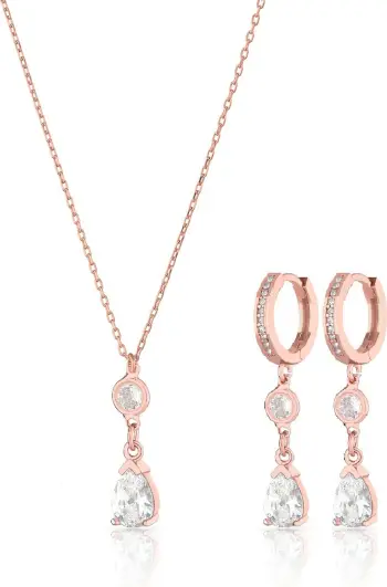 Set varëse dhe vathë argjendi, ngjyrë ari rozë, Jumeon, ALK7027
